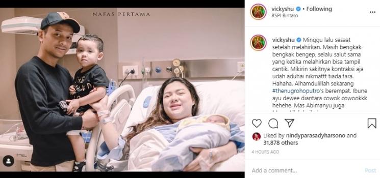 Cerita lahiran Vicky Shu. (Instagram/@vickyshu)