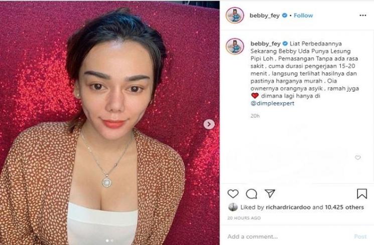 Bebby Fey punya lesung pipit (Instagram @bebby_fey)