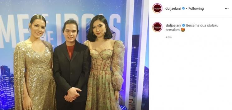 Dul Jaelani bersama Raisa dan Isyana Sarasvati. (Instagram/@duljaelani)