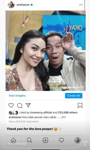 Ariel Tatum unggah foto bareng Vicky Prasetyo. [Instagram]