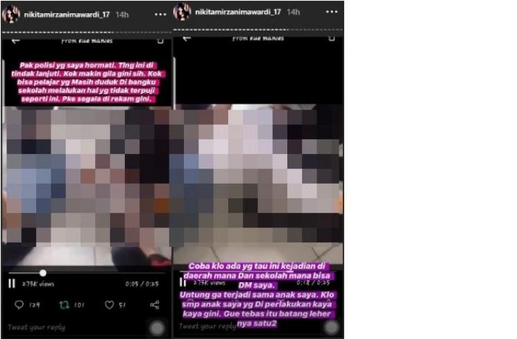 Nikita Mirzani murka melihat video siswi SMA dilecehkan ramai-ramai (Instagram @nikitamirzanimawardi_17)