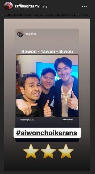 Choi Siwon ke rumah Raffi Ahmad. (Instagram/@raffinagita1717)