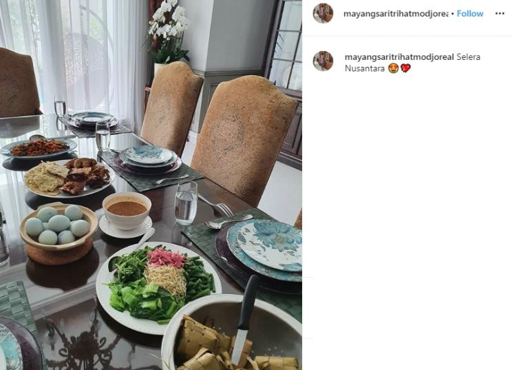 Menu santapan Mayangsari (Instagram/@mayangsaritrihatmodjoreal)