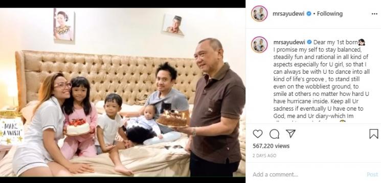 Ayu Dewi rayakan ulang tahun anak pertama. (Instagram/@mrsayudewi)