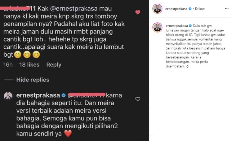 Ernest Prakasa bela istri, Meira Anastasia (Instagram/@ernestprakasa)