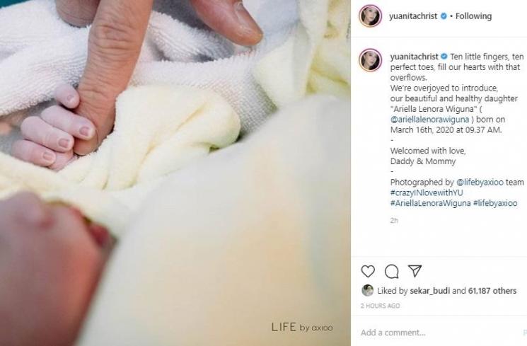 Yuanita Christiani lahirkan anak pertama. (Instagram/@yuanitachrist)