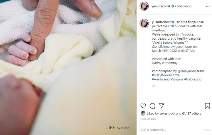 Yuanita Christiani lahirkan anak pertama. (Instagram/@yuanitachrist)