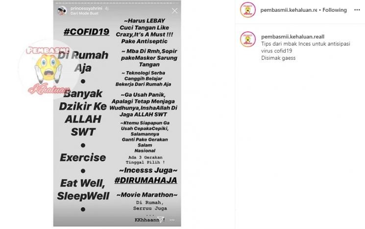 Instagram Stories Syahrini (Instagram/@princessyahrini)