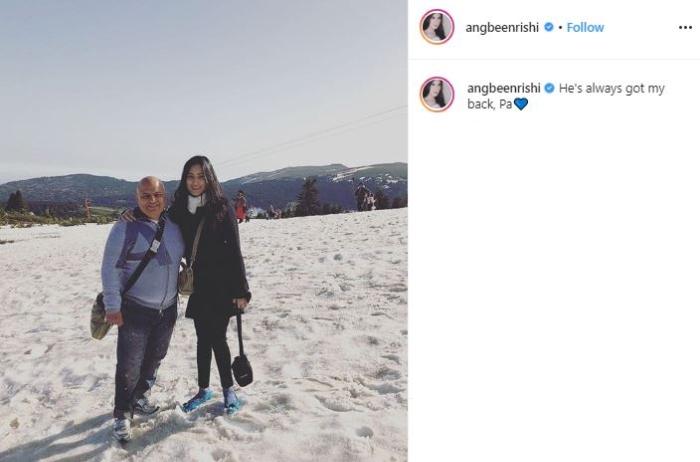 Angbeen Rishi dan ayah. (Instagram/@angbeenrishi)