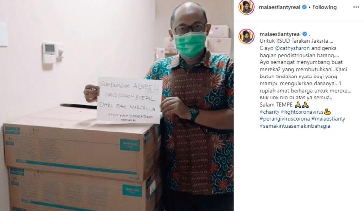 Maia Estianty salurkan bantuan kemanusiaan lawan Corona (Instagram/@maiaestiantyreal)