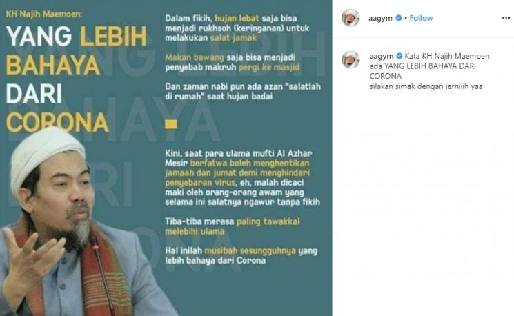 Respon Aa Gym tentang Fatwa MUI (Instagram/@aagym)