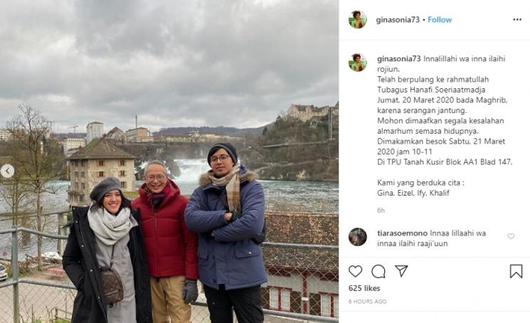 Ayah Ify Alyssa meninggal dunia (Instagram/@ginasonia73)