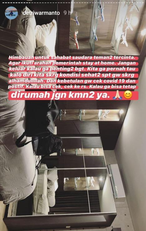 Detri Warmanto positif corona (Instagram/@detriwarmanto)