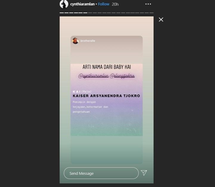 Anak Cynthia Ramlan. (Instagram/@cynthiaramlan)