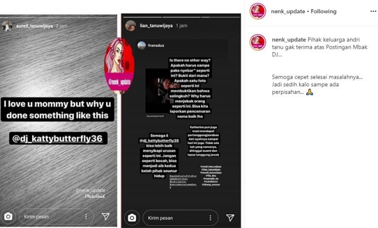 Instagram Stories keluarga Andri Tanu Wijaya (Instagram/@nenk_update)