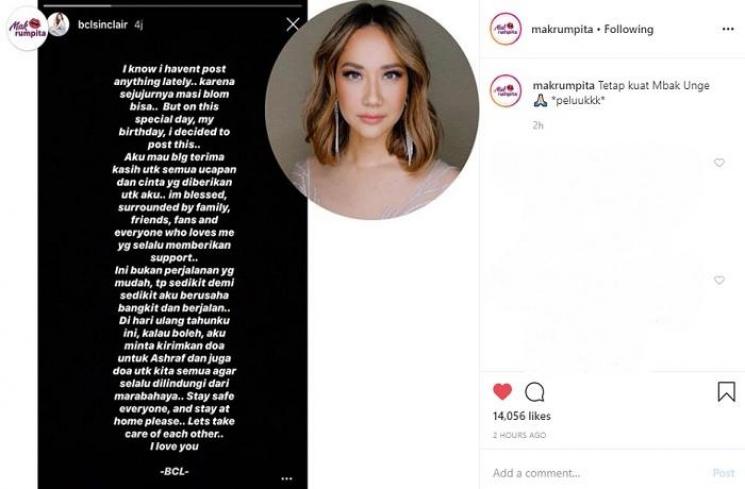 Postingan pertama BCL usai kepergian Ashraf Sinclair (Instagram @makrumpita)