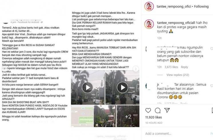 Warga labrak Ria Ricis. (Instagram)