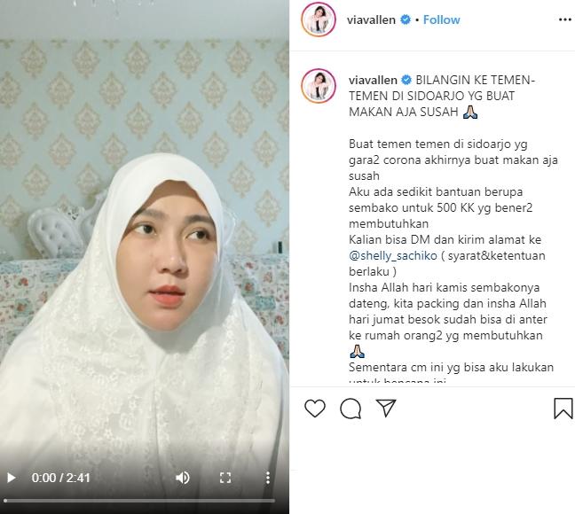 Via Vallen Bagi-bagi Sembako (Instagram/@viavallen)