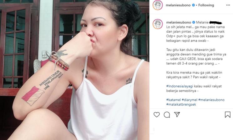 Melanie Subono kritik Rapid Test DPR (Instagram/@melaniesubono)