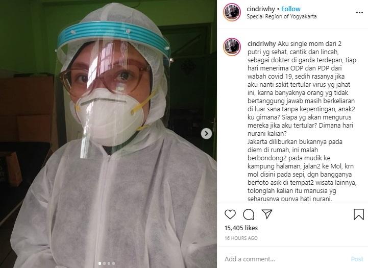 Curhatan pilu Cindri Wahyuni. (Instagram/@cindriwhy)