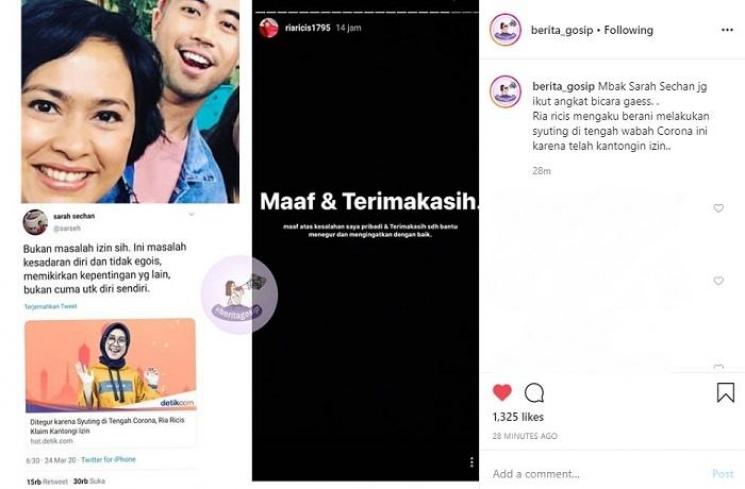 Sarah Sechan berkomentar soal viralnya Ria Ricis (Instagram @berita_gosip)