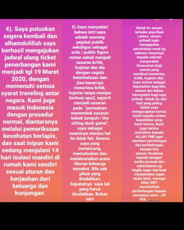 Klarifikasi Raul Lemos soal liburan Krisdayanti. (Instagram/@raullemos06)