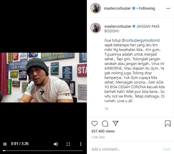 Deddy Corbuzier. (Instagram/@mastercorbuzier)