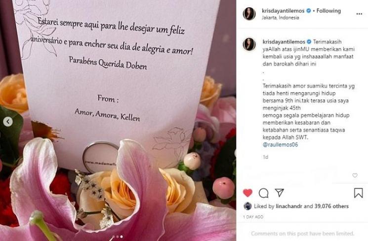 Krisdayanti rayakan ulang tahun di rumah (Instagram @krisdayantilemos)