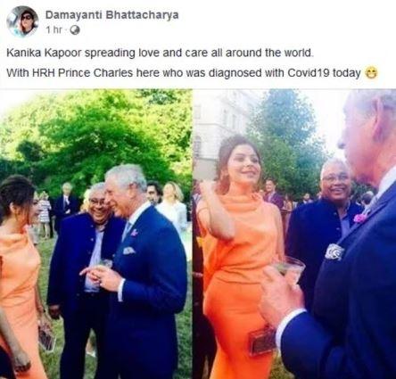 Kanika Kapoor dan Pangeran Charles. (Facebook.com/DamayantiBhattacharya)
