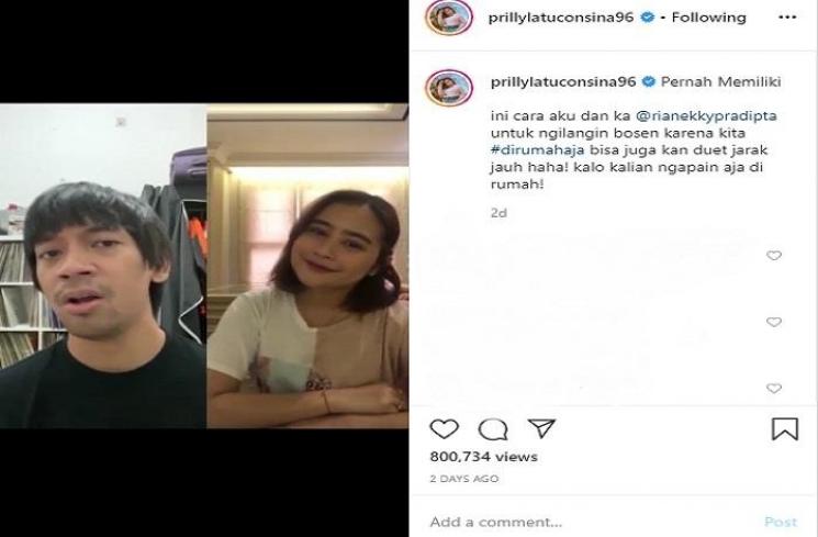 Kegiatan Prilly Latuconsina selama isolasi diri
