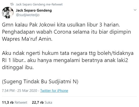 Usulan Sudjiwo Tedjo untuk Jokowi (Twitter/@sudjiwotedjo)