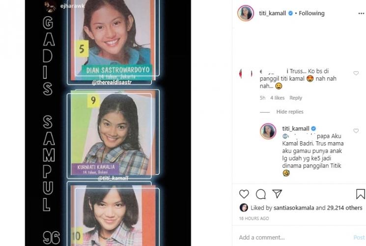 Postingan Titi Kamal. (Instagram/@titi_kamal)