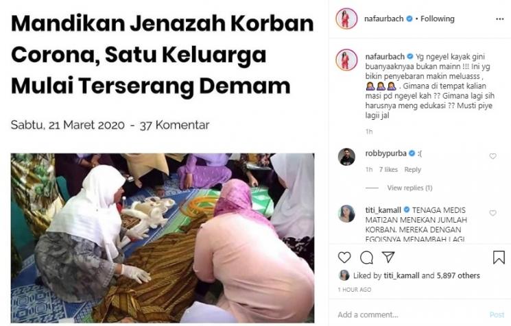 Postingan Nafa Urbach. (Instagram/@nafaurbach)