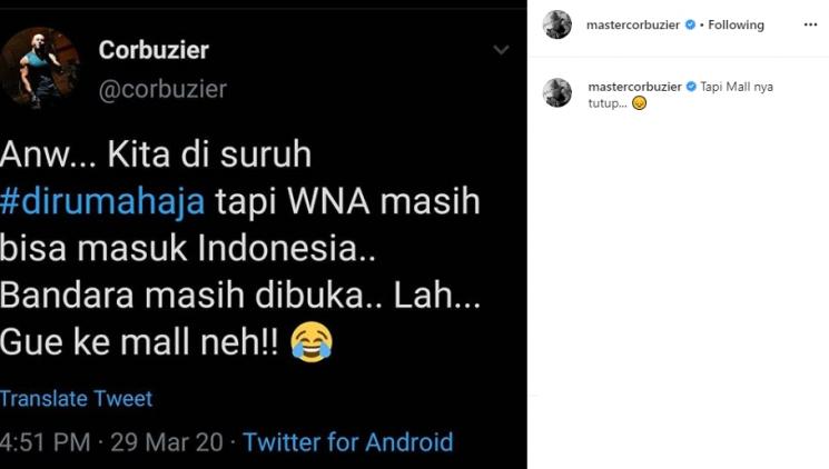 Deddy Corbuzier protes (Instagram/@mastercorbuzier)
