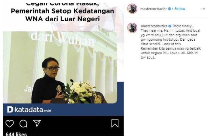 Deddy Corbuzier. (Instagram/@mastercorbuzier)