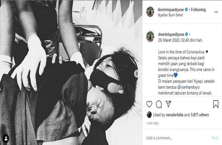 Dominique Diyose melahirkan anak ketiga (Instagram @dominiquediyose)