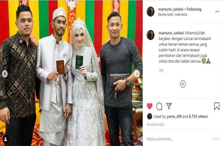 Momen pernikahan anak angkat Cristiano Ronaldo, Martunis dan Sri Wahyuni (Instagram @martunis_sarbini)