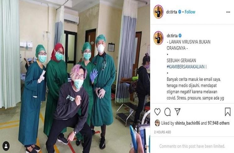 Dokter Tirta mengajak semua orang untuk tidak mengucilkan tenaga medis, ODP, dan PDP Corona (Instagram @dr.tirta)