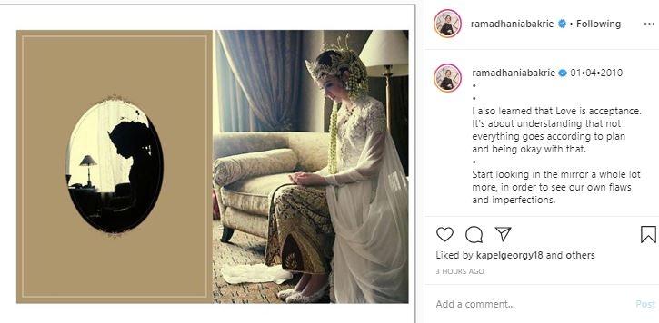 Momen pernikahan Nia Ramadhani dan Ardi Bakrie. (Instagram/@ramadhaniabakrie)