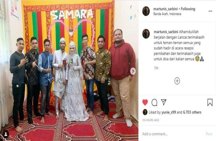Momen pernikahan anak angkat Cristiano Ronaldo, Martunis dan Sri Wahyuni (Instagram @martunis_sarbini)