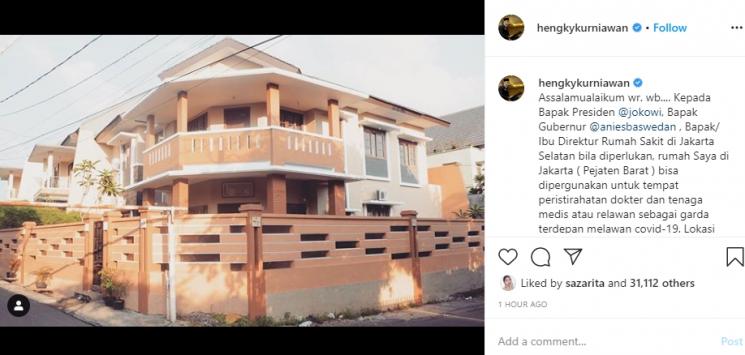 Rumah Hengky Kurniawan (Instagram/@hengkykurniawan)