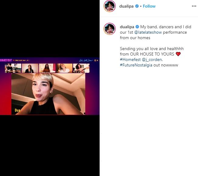Dua Lipa gelar konser musik dari rumah (Instagram/@dualipa)