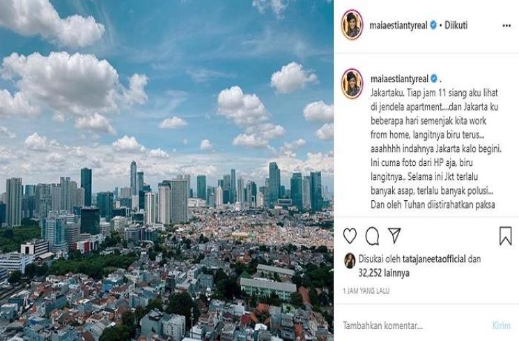 Maia Estianty memuji langit Jakarta yang biru (Instagram @maiaestiantyreal)