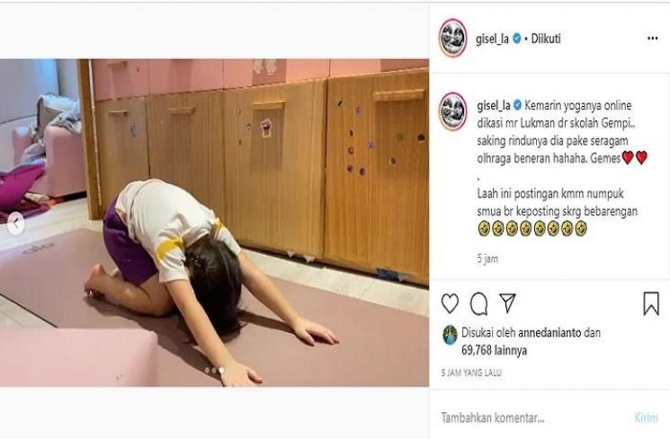 Gempita Nora Marten sedang yoga (Instagram @gisel_la)