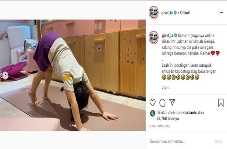 Gempita Nora Marten sedang yoga (Instagram @gisel_la)