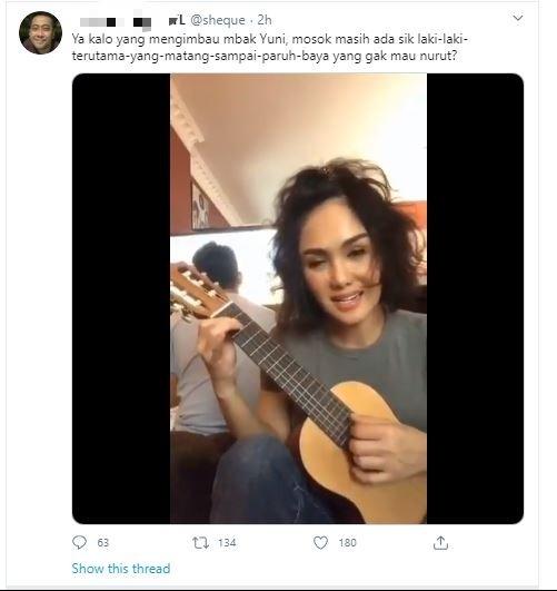 Wajah Yuni Shara. (Twitter/sheque)