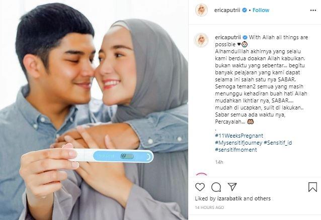 Potret mesra Erica Putri dan suami. (Instagram/@ericaputrii)