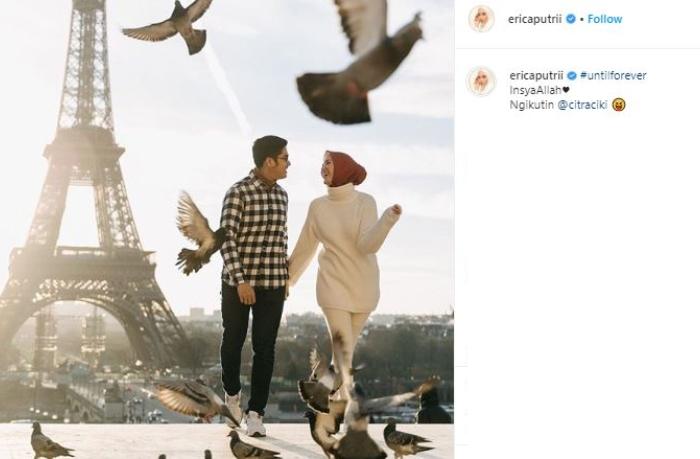 Potret mesra Erica Putri dan suami. (Instagram/@ericaputrii)