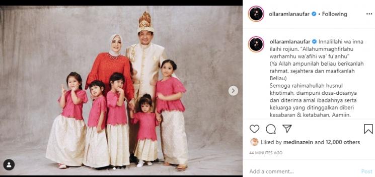 Ayah mertua Olla Ramlan meninggal dunia (Instagram/@ollaramlanaufar)