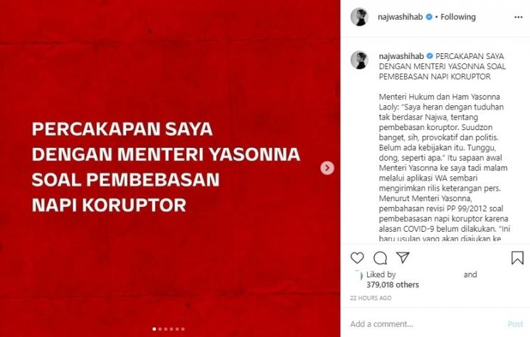 Postingan Najwa Shihab. (Instagram/@najwashihab)